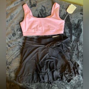 🖤💗 Flirty & Fit Set – NWT Blogilates Pink + Black Wrap Skirt | M